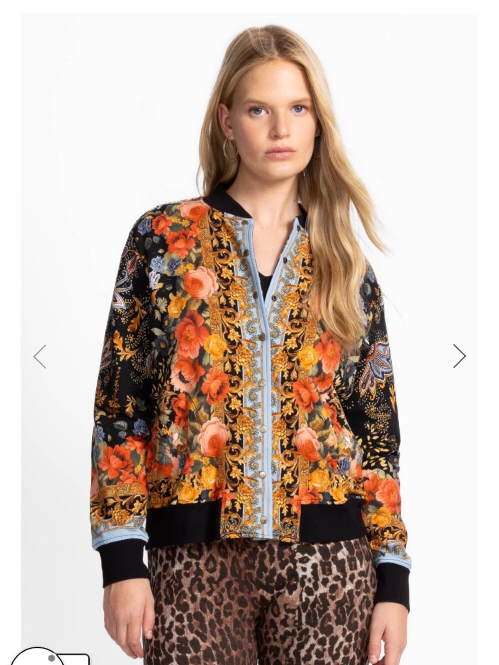 NWT Johnny Was French Terry Floral Bomber Jacket